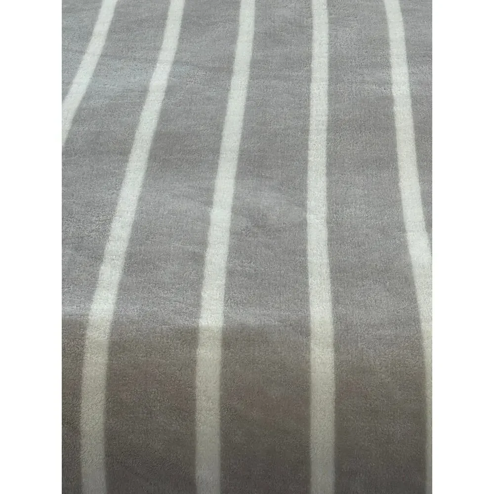 Lauren Ralph Lauren Full Queen Plush Micromink Blanket LRL Monogram Gray Stripe